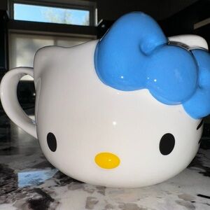 Hello Kitty Shaped mug with Light Blue Bow coffee mug